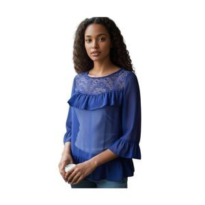 BLUE PURPLE BLOUSE SZ.S/M EUC.